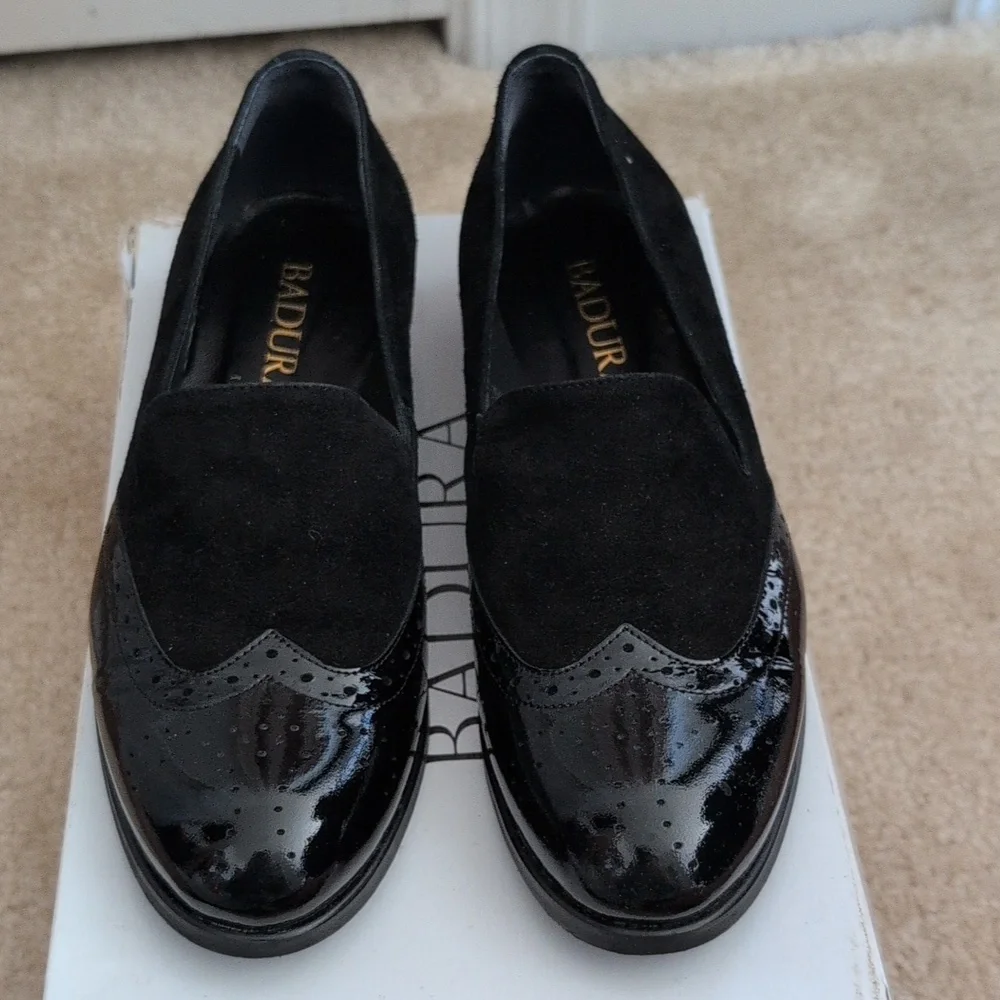 Fabulous Black Loafer Style Shoes Handmade In Poland. Leather - Picture 1 of 8